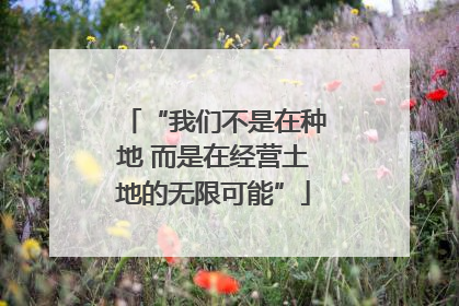 “我们不是在种地 而是在经营土地的无限可能”