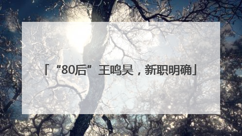 “80后”王鸣昊，新职明确