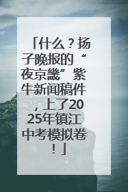 什么？扬子晚报的“夜京畿”紫牛新闻稿件，上了2025年镇江中考模拟卷！