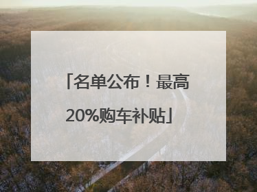 名单公布！最高20%购车补贴