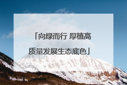向绿而行 厚植高质量发展生态底色