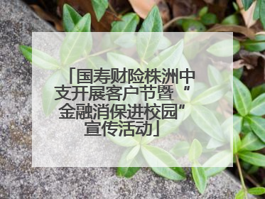 国寿财险株洲中支开展客户节暨“金融消保进校园”宣传活动