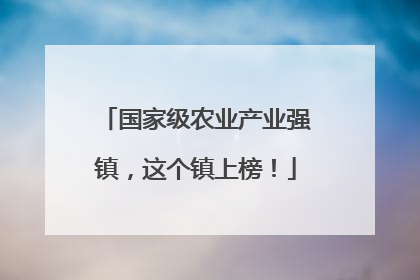 国家级农业产业强镇，这个镇上榜！