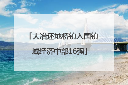 大冶还地桥镇入围镇域经济中部16强
