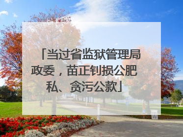 当过省监狱管理局政委，苗正钊损公肥私、贪污公款