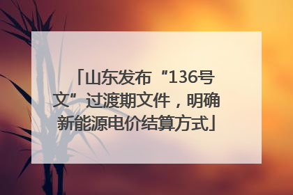 山东发布“136号文”过渡期文件，明确新能源电价结算方式