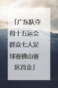 广东队夺得十五运会群众七人足球赛佛山赛区首金