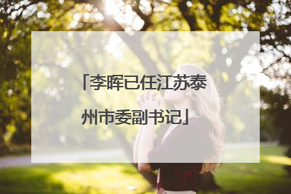 李晖已任江苏泰州市委副书记