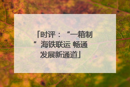 时评：“一箱制”海铁联运 畅通发展新通道