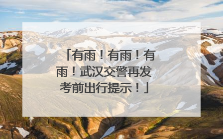 有雨！有雨！有雨！武汉交警再发考前出行提示！