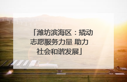 潍坊滨海区：撬动志愿服务力量 助力社会和谐发展