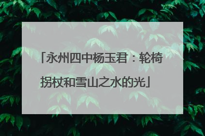 永州四中杨玉君：轮椅拐杖和雪山之水的光