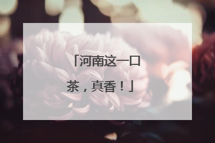 河南这一口茶，真香！