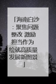 海南白沙：聚焦问题整改 激励担当作为 绘就高质量发展新图景