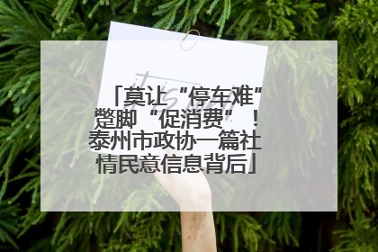 莫让“停车难”蹩脚“促消费”！泰州市政协一篇社情民意信息背后