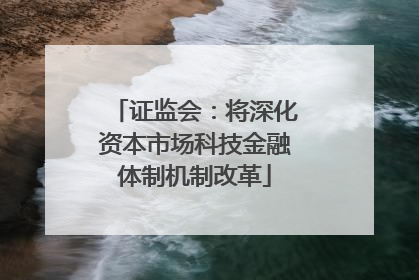 证监会：将深化资本市场科技金融体制机制改革