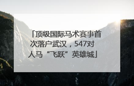 顶级国际马术赛事首次落户武汉，547对人马“飞跃”英雄城